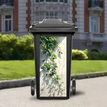 1 件 Verdant Ivy 户外贴纸，花园垃圾桶贴花，适用于露台和庭院的防水垃圾桶艺术，抗紫外线家居装饰，耐用自粘乙烯基，垂直花园风格带轮垃圾桶贴纸学校用品，返校