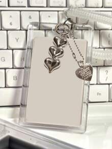 Ví đựng thẻ hình trái tim bằng acrylic unisex, móc khóa hình trái tim màu bạc phong cách Ins, hộp đựng thẻ trong suốt, mặt dây chuyền ốp điện thoại tinh tế, thiết kế tối giản, có thể đựng các loại thẻ nhỏ, thẻ xe buýt, thẻ ngân hàng, thẻ tàu điện ngầm, móc khóa mặt dây chuyền đựng thẻ di động và có thể điều chỉnh, phù hợp cho nhân viên văn phòng và sinh viên, món quà hoàn hảo (Không bao gồm thẻ) - Nhiều màu - Xem 8