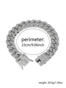 A Hip-Hop Punk Cuban Style Stainless Steel Full Diamond Bracelet, Suitable For Daily Wear, Street Travel And Other Occasions, And Also A Surprising And Exquisite Small Gift - Hip Hop Stainless Steel Diamond Bracelet - View 8