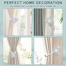 Local Delivery Magnetic Curtain Tiebacks, 4 Pack Magnetic Crystal Decorative Drapes Curtain Clips Buckle, Flower Curtain Tie Back, European And American Style (Gold) - Crystal Silver - View 6