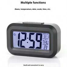 Multi-Functional Mini Digital Alarm Clock With LED Display - Portable, Battery Powered Calendar, Thermometer And Timer, Suitable For Office, Bedside, Desk Or Bedroom Home Decor Room Decor
