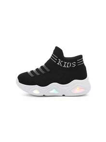 儿童春秋款 LED 发光鞋，灵活鞋面，一脚蹬设计，可爱时尚，适合日常休闲和运动穿着 - 黑色 - 查看 11