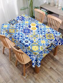 1pc Bohemian Mandala Printed Tablecloth, Modern Polyester Rectangle/Round Waterproof Tablecloth, Digital Print Suitable For Living Room, Home Use, Outdoor Dining, Small Round Table - Multicolor - View 15