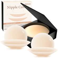 Nipple Covers For Women–2 Pairs Reusable Silicone Pasties, Adhesive&Waterproof, No Show Design With Travel Box - White - View 2