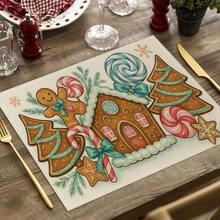 1/4 Set di Tovagliette Natalizie in Lino Stampato a Quadri Bufalo, Babbo Natale Invernale, Albero di Natale, Pupazzo di Neve e Cervo per Tavolo da Pranzo, Lavabili in Poliestere Rettangolari, Sottobicchieri, Tovaglie da Cucina, Tappetini per il Caffè, Adatti per Cucina, Sala da Pranzo, Matrimonio, Decorazione Casa, Decorazione Stanza, Decorazione Interna, Decorazione Tavolo, Decorazione Festa di Natale, Regalo Ideale