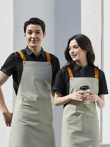 防水防油围裙，适用于餐饮、烹饪、烘焙，适用于家庭厨房、餐厅、咖啡店、面包店，男女新款设计，咖啡色 - 彩色 - 查看 3