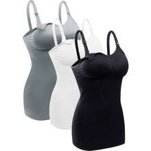 Neww  Womens Nursing Tank Tops Built In Bra For Breastfeeding Maternity Camisole Brasier - Black Grey White Large - View 1