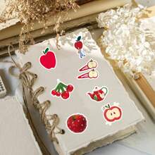 50pcs Apple Style Ins Minimalist Red Decorative Sticker, Creative For Floral Vase, DIY Notebook School Supplies, Back To School