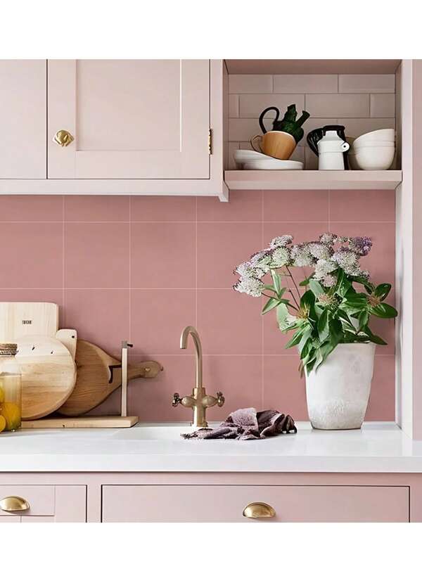 10pcs-7.87*7.87in/20x20cm Matte Solid Color Peel And Stick Tiles, Self-Adhesive Backsplash For Kitchen & Bathroom Walls,Easy Removable For Home Decor