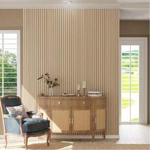 45pcs/Roll Grey Self-Adhesive Waterproof Faux Wood Grain Wallpaper, Easy Removable, Suitable For Modern Simple Home Decor, Living Room Wall Sticker Wall Paper Wall Stickers Room Decor Wall Decor Kitchen Bedroom Living Room Decor - Beige - View 10