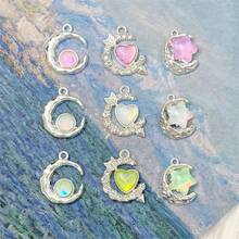 10 件随机混合简约星形和心形合金吊坠，DIY 珠宝制作材料，适用于项链、手链、耳环、钥匙扣