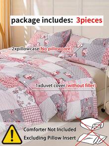 3pcs Floral Pattern Bedding Set (1 Duvet Cover And 2 Pillow Shams), Soft And Skin-Friendly, Suitable For All Seasons - Multicolor - View 9