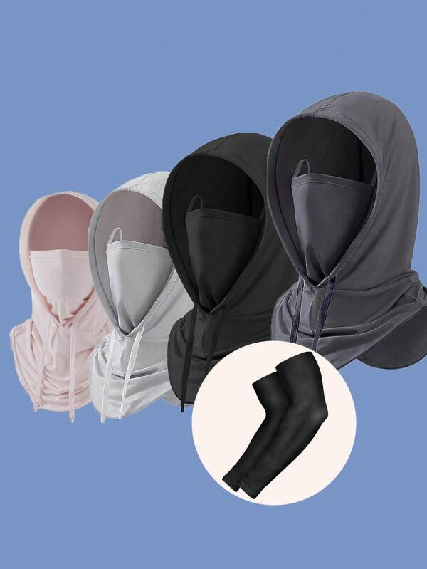1 pieza/2 piezas Máscara y gorra multiusos de unicolor estilo graffiti y punk, pasamontaña, máscara facial completa, ajustable y retráctil, adecuada para ciclismo, esquí, senderismo, vacaciones, pesca y actividades al aire libre, a prueba de viento y transpirable, el mejor regalo de vacaciones