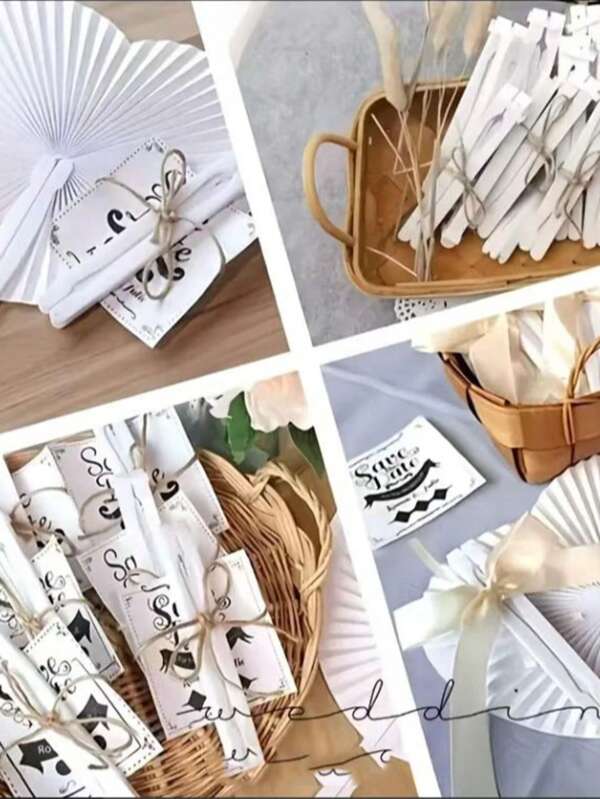 6 Stück weiße elegante herzförmige Origami Fächer, weiße Papier Hochzeitsdekoration, faltbarer Handventilator, geeignet für Brautpartys, Empfänge und Zeremonien, zum selbst basteln