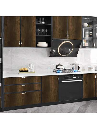 Roll Dark Bruin Wood Grain Self Adhesive Wallpaper Added Thickness Ready To Peel Separate Vinyl Contact Paper Kitchen Countertop Cabinet Furniture Renovation Film Bedroom Living Room Wand ation DIY Easy Installation Removable 17.7inX196.8/118.1/39.3in Stickers view 9