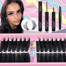 Fluffy Lash Clusters Kit 300D Thick 12-25mm Volume Cluster Eyelash Extensions Kit 224Pcs Wispy Individual Lashes With Lash Bond And Seal And Remover Eyelash Clusters Soft False Eyelashes By Yaiseiko - 11 70+90D Left & Rght Lash Clusters Kit - View 4