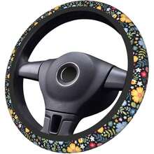 New Cute Flower Steering Wheel Cover 15 Inch For Women Men, Neoprene Anti-Slip Floral Car Steering Wheel Grip Wrap Car Accri Protective Case Cover For Vehicle Truck SUV - 花朵 花卉 均碼 - 查看 2