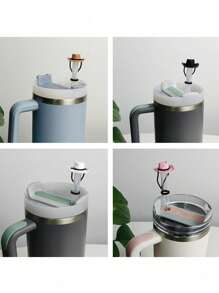 Set de 1/2/4/8 tapas de pajita de silicona con diseño creativo de sombrero - Compatible con Cup 30 40 Oz, accesorios divertidos de tapa de pajita para tumbona, para regalo de hombre y mujer, tapa de pajita reutilizable, funda de sombrero de vaquero de silicona para pajita, tapas decorativas para pajita, para fiestas, reuniones con amigos, tapas antipolvo para pajita de Cup, suministros para fiestas, accesorio de decoración de tazas