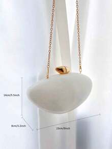 1 Pc White Marble Shaped Box-Style Bag With Metallic Chain, Vintage Elegant Women's Evening Dress Party Clutch, Japanese Style Lady Handbag, Party Bags,Perfect For Party Wedding Prom Dinner/Banquet Matching With Holiday Party Dress Evening Dress & Sequin Dress - White - View 8