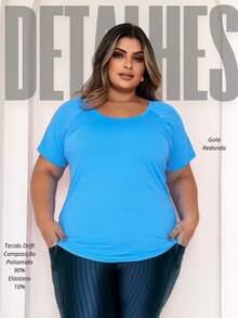Plus Size Sports Top In Dry Fit Fabric - Light, Comfortable And Perfect For Training And Casual! - 天藍色 - 查看 2