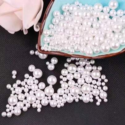 400 pièces de perles en ABS fausses de 1,5 à 5 mm sans trou, de couleurs vives avec un polissage à l'eau. Perles rondes en plastique pour le DIY Nail Art et la bijouterie