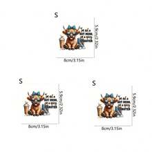 1 件/2 件/3 件趣味小牛图案 T 恤/运动衫/连帽衫热转印，古怪的“我不是一团糟，我是一场辛辣灾难”，带有蓝色豹纹蝴蝶结，DIY 熨烫热印贴花用于服装 - 彩色 - 查看 5