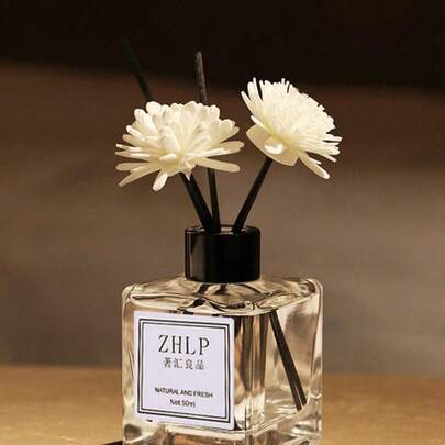 1个/2个50毫升家用香氛扩散器，持久清新香味，适用于浴室，无火（装饰花/香氛棒数量随机）