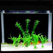 10 unidades de plantas artificiales para acuario, tamaño pequeño de aproximadamente 4 pulgadas de altura, decoraciones para el tanque de peces, decoración del hogar de plástico verde