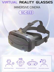 AyeBeau VR Glasses Virtual Reality Headset Viar Devices Helmet, Smart Goggles With 3D Lenses For Smartphones, Mobile Phone Game Accessory, Compatible With 4.7-7.0 Inch Smartphones, Including A White Mini Remote Control - Black and White - View 6