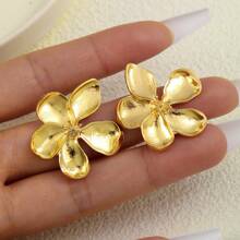 Elegant Pleat Floral Pendant Necklace & Earrings Set, Vintage French High-End Minimalist Style