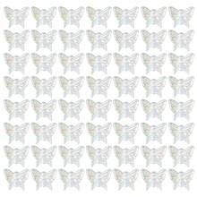 50 piezas de accesorios de colgante de mariposa de acrílico, decoraciones de mariposa transparentes de color crema AB, adecuadas para pendientes DIY, colgantes, collares, pulseras, llaveros, fundas de teléfono