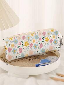 1pc Floral Pattern Print Corduroy Pencil Case, Stationery Storage Bag, Double-Sided Print Stationery Bag, Portable Multifunctional Office Stationery Pencil Storage, Gift For Students, Friends, Holiday Gifts, Pencil Pouch, School Bag School Supplies, Back To School - Multicolor - View 13