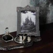 Gothic Picture Frame 5x7 Picture Frames Halloween Picture Frame Black Vintage Frame Victorian Picture Frame Halloween Decorations Wall Mount Tabletop Decor Photo Gallery,Grey - Grey - View 8