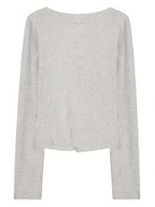 2025 新款 V 领长袖修身 T 恤，女士分层上衣，春秋季