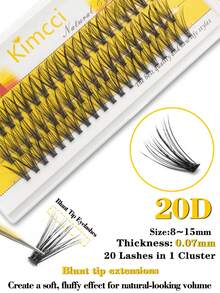KIMCCI 20D 平头貂皮睫毛 8-15mm 自然浓密 30 片/束 丝绸般柔软黑色睫毛 睫毛簇、睫毛簇、单根睫毛、睫毛、假睫毛 - 黑色 - 查看 2
