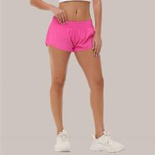 Women's Low-Rise Workout Shorts - Lightweight Quick-Dry Athletic Shorts With Zip Pocket, Built-In Liner For Running, Yoga, Gym - 玫紅色 - 查看 4