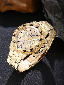 6pcs/Set 3 Colors Combination Men Quartz Watch + Fashionable Personalized Jewelry, Modern Versatile - Multicolor - View 5