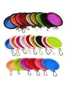 PETSIN 350ml Macaron Color Pet Travel Collapsible Water Bowl, Suitable For Small & Medium Dog/Cat, Portable Water Cup With Hook For Outdoor Use