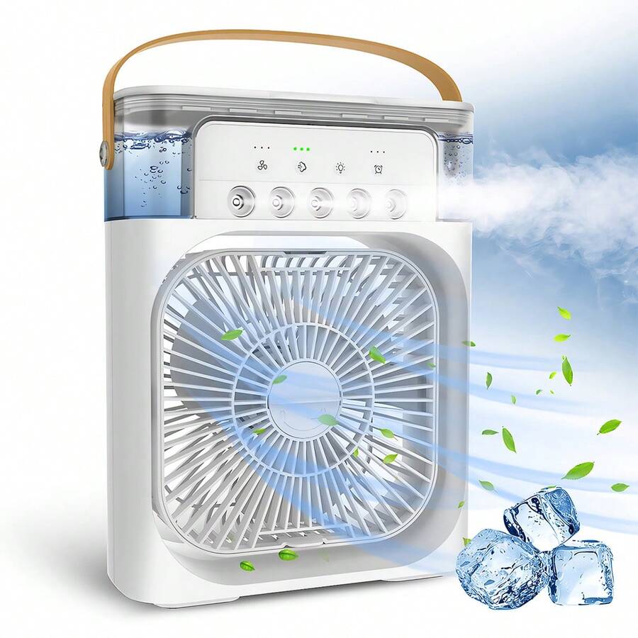 Mini Aire Acondicionado Ventilador Klack Portatil Enfriador de aire 4 en 1 - Ventilador, Humidificador, Aromaterapia y Luz Led de colores Azul - Envío desde España - Blanco - Ver 1