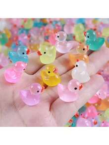 10/20/50/100 Miniature Glow-In-The-Dark Resin Ducks And Animal Figurines In A Variety Of Styles. These Miniature Glow-In-The-Dark Animals, Including Ducks, Dolphins, Frogs, Rabbits, Turtles, Mushrooms, And Other Miniature Figurines - Multicolor - View 2