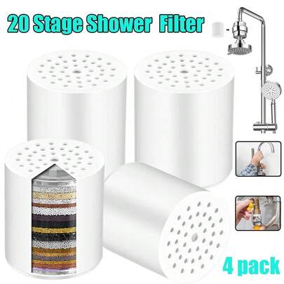 4 Pack 20 Stage Shower Filter Replacement Cartridge Shower Filter For Hard Water