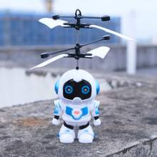 1 件多色遥控机器人无人机，智能感应可充电飞行器，悬停电动闪光派对玩具，耐撞长电池寿命，男孩派对礼物，带 USB 充电线，2 个遥控选项（手持和背带）