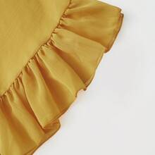 Womens Y2K Lace Patchwork Frill Poncho Tops Solid Color See Through Batwing Sleeve V Neck Ruffle Hem Loose Fit Sheer Mesh T Shirts Blouses Boho Peplum Shawl Shirts Summer Going Out Tops Beach Cover Up Vacation Streetwear - 黃色 - 查看 5