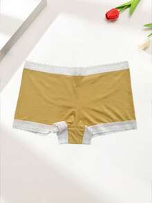 6条装女式休闲裤简约舒适平角裤极简运动中腰纯色提花柔软女式四角裤平角裤