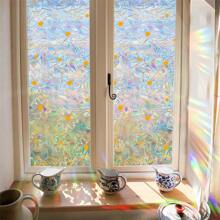 Daisy Flower Colored Sunlight Static Prism Window Film - Double Sided, No-Stick Static Adhesion, Anti-Clash Rainbow Sun Catcher, Reusable PVC For Home And Office Decoration