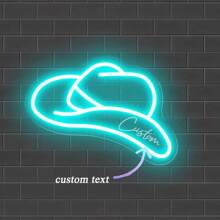 Customizable Cowboy Hat LED Light With Adjustable Brightness Function - USB Powered, Perfect For Weddings, Birthdays, Home Decor - Ideal Mother'S Day, Holiday Gift, Suitable Bedroom, Living Room, Friend, Disco Light