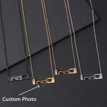 Collier personnalisé avec photo d'œil Pendentif en acier inoxydable avec photo gravée Cadeau personnalisé pour la Saint-Valentin