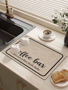 1pc,Coffee Machine Diatom Mud Drainage Pad, Soft Rubber Drain Pad, Non-Slip Super Absorbent And Wear-Resistant Dish-Washing Dry Pad, Placemat For Countertop Dining Kitchen Table Mat, Courtyard Table Decoration, Household Kitchen Supplies - Multicolor - View 5