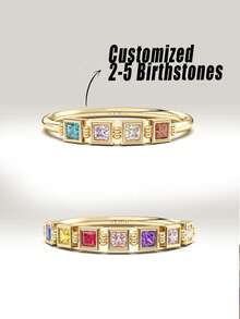 1pc Personalized Birthstone Ring, Family Birthstone Ring, Elegant Birthstone Ring, Memorial Ring, Mother's Day Gift, Christmas Gift - Multicolor - View 2