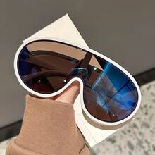 Women's Retro Large Frame Round Fashion Glasses - Metal Frame With Acetate Lenses, Retro Oval Shape, Metal Texture Suitable For Parties And Daily Wear, Fashion Statement, Party Accessories, Large Glasses, Metal Glossy Glasses - 豹紋 - 查看 10